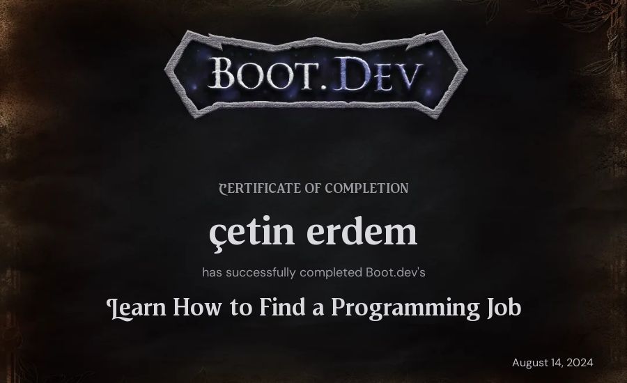 çetin erdem's Boot.dev Learn How to Find a Programming Job certificate