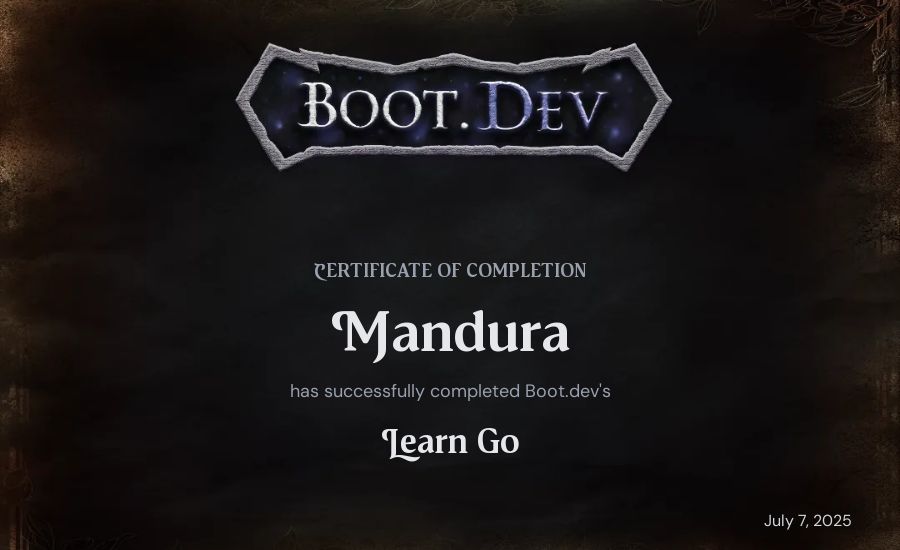 Alex's Boot.dev Learn Go certificate