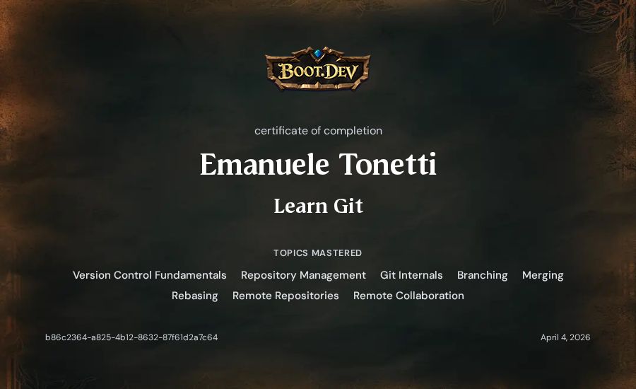 Emanuele Tonetti's Boot.dev Learn Git certificate