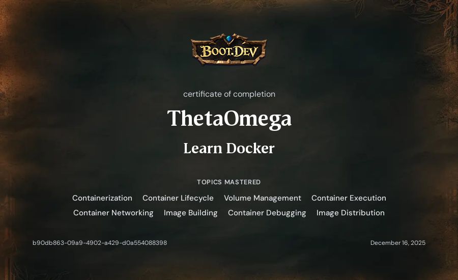 ThetaOmega's Boot.dev Learn Docker certificate