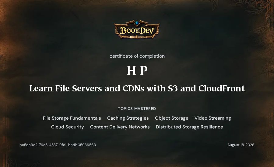 H P's Boot.dev Learn File Servers and CDNs with S3 and CloudFront certificate