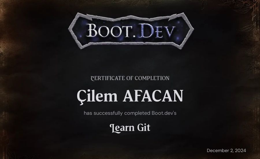 Çilem AFACAN's Boot.dev Learn Git certificate