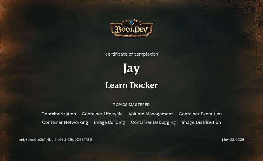 Jay's Boot.dev Learn Docker certificate