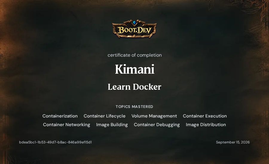 Kimani's Boot.dev Learn Docker certificate