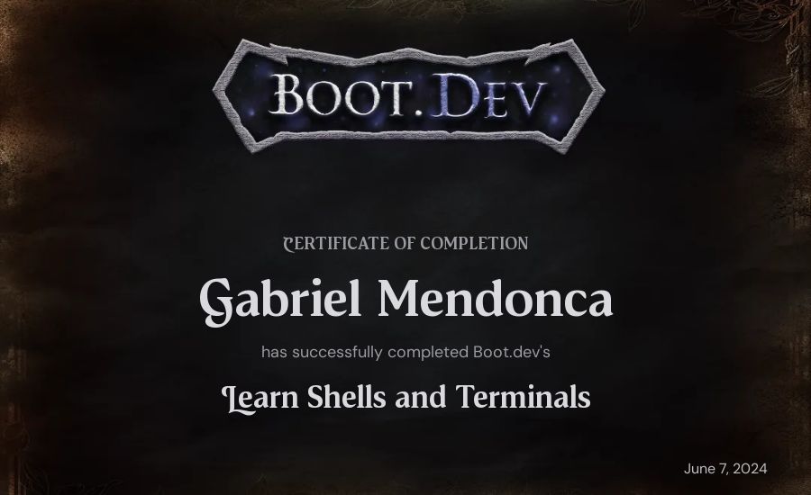 Gabriel Mendonca's Boot.dev Learn Linux certificate