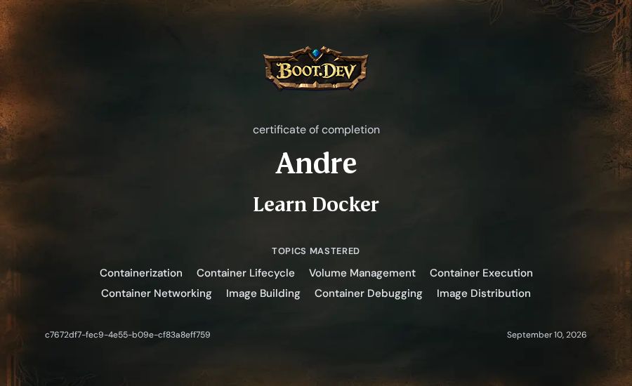Andre's Boot.dev Learn Docker certificate