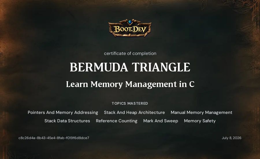 Artur Nurullin's Boot.dev Learn Memory Management in C certificate