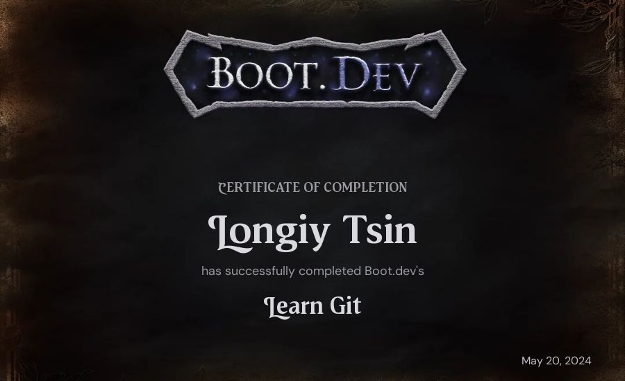 Longiy Tsin's Boot.dev Learn Git certificate