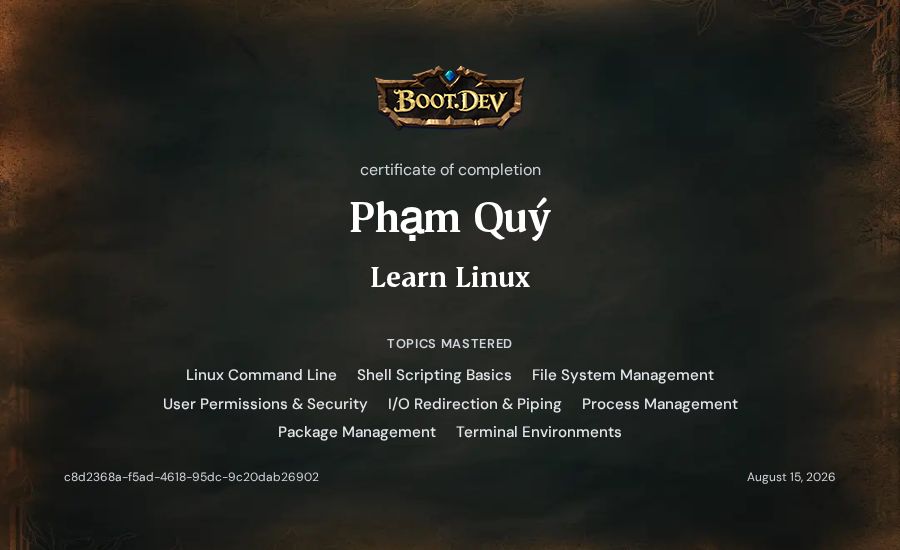 Phạm Quý's Boot.dev Learn Linux certificate
