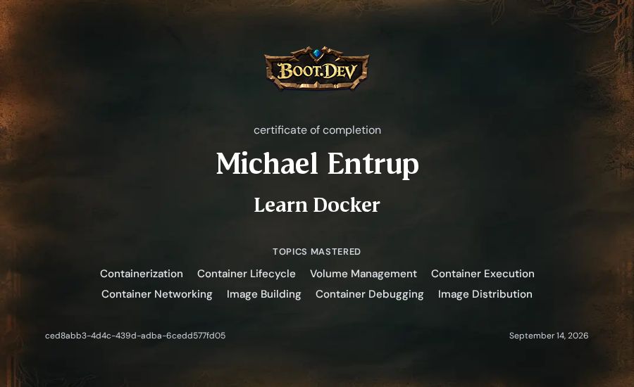 Michael Entrup's Boot.dev Learn Docker certificate