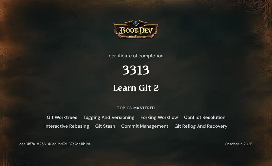 3313's Boot.dev Learn Git 2 certificate