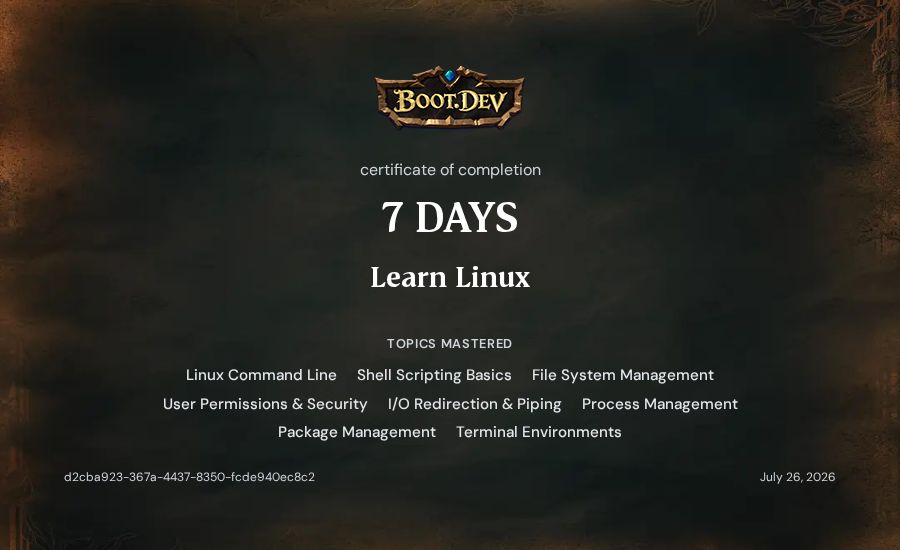 Imabith Houngbo's Boot.dev Learn Linux certificate