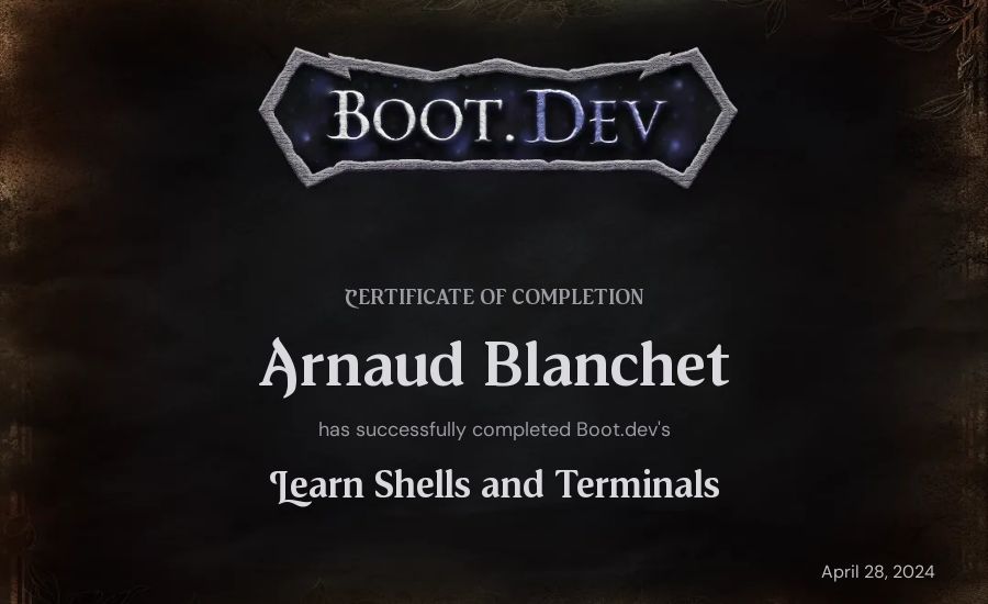 A Blanchet's Boot.dev Learn Linux certificate
