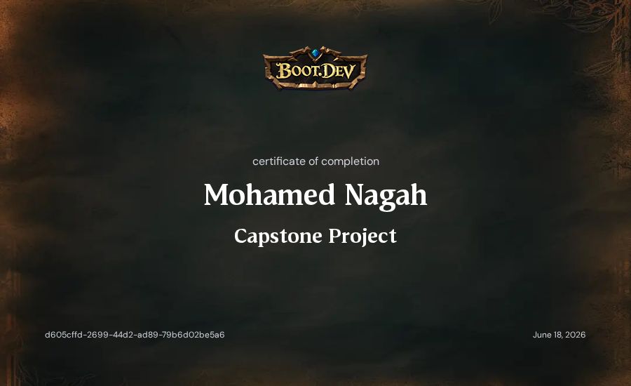 Mohamed Nagah's Boot.dev Capstone Project certificate