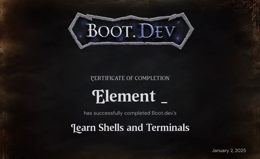 Element _'s Boot.dev Learn Linux certificate