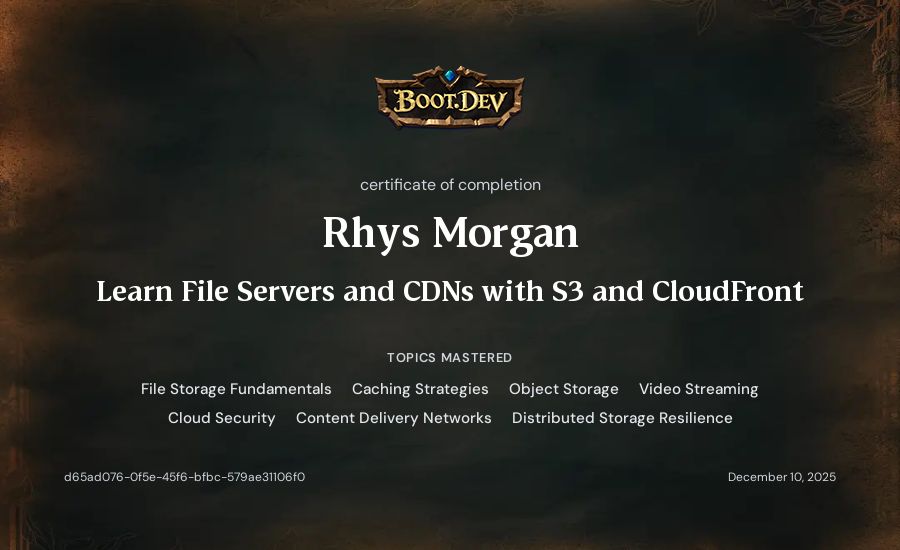 Rhys Morgan's Boot.dev Learn File Servers and CDNs with S3 and CloudFront certificate