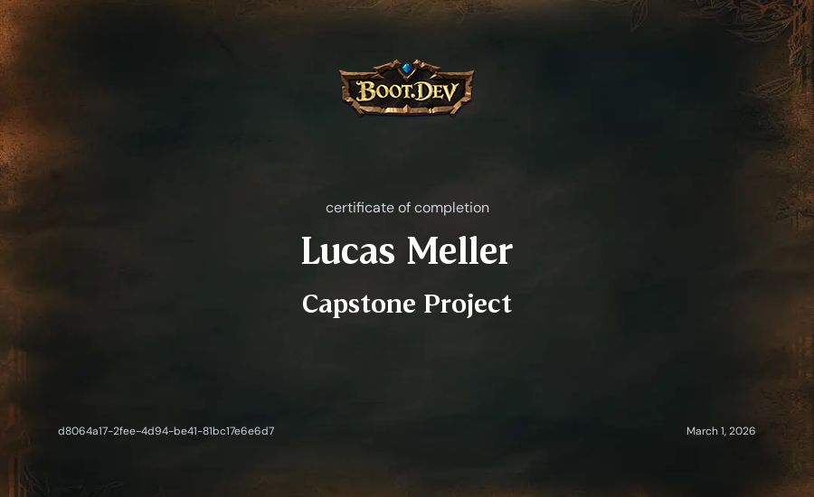 Lucas Meller's Boot.dev Capstone Project certificate