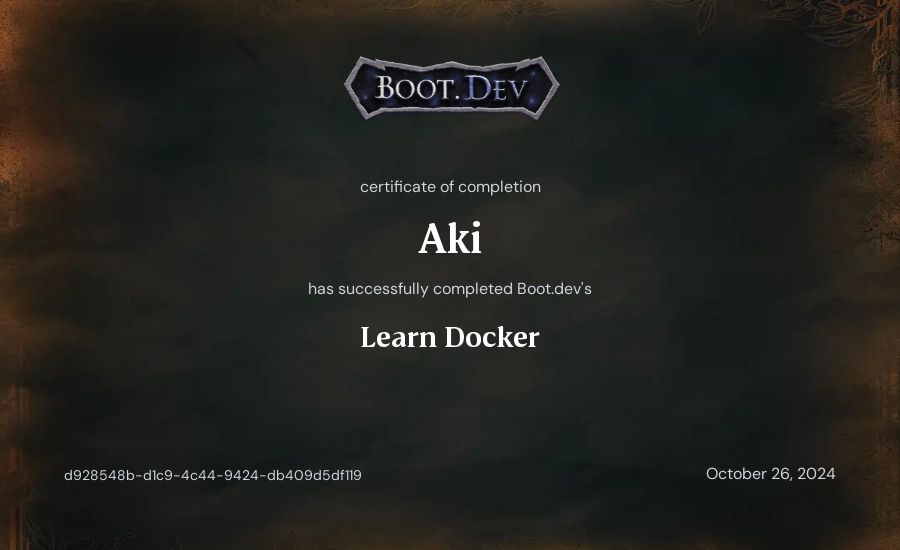 vgll's Boot.dev Learn Docker certificate