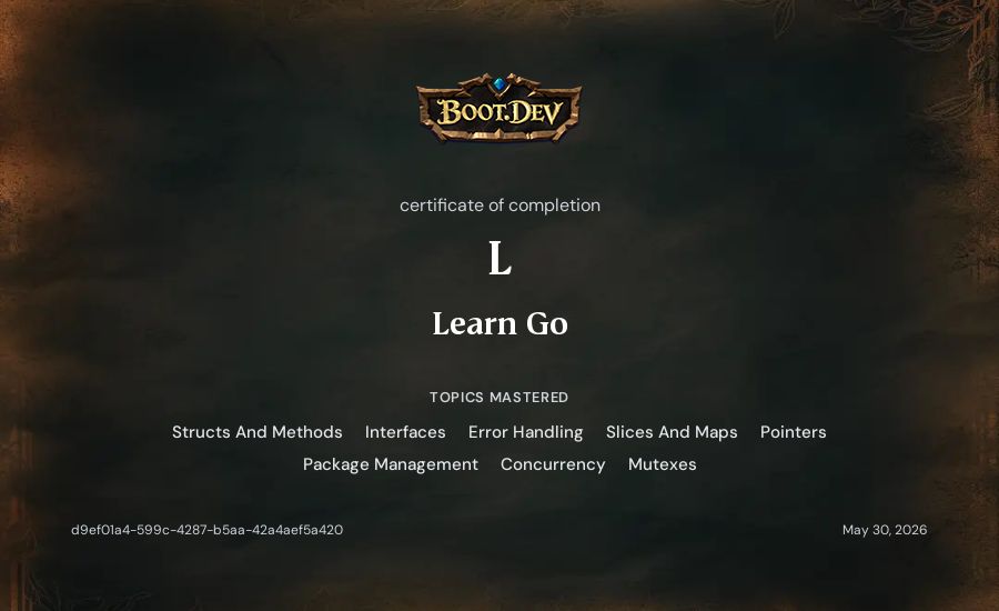L's Boot.dev Learn Go certificate
