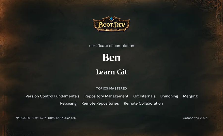 Ben's Boot.dev Learn Git certificate