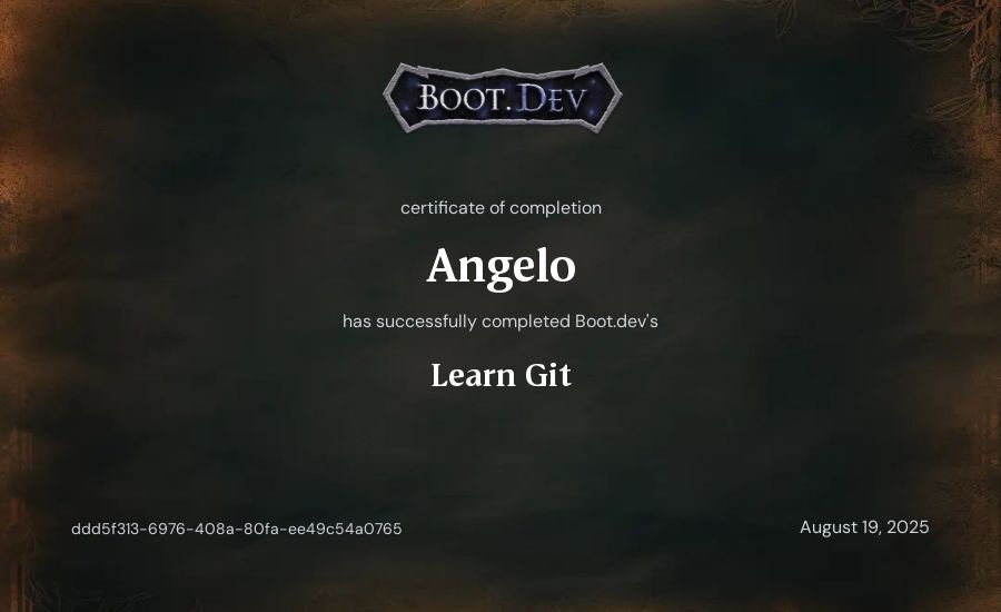 Angelo's Boot.dev Learn Git certificate