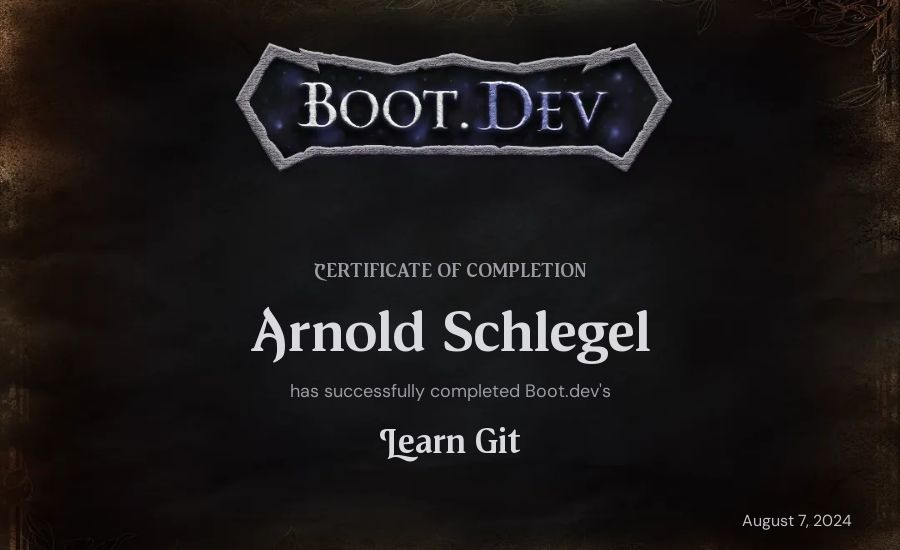 Arnold Schlegel's Boot.dev Learn Git certificate