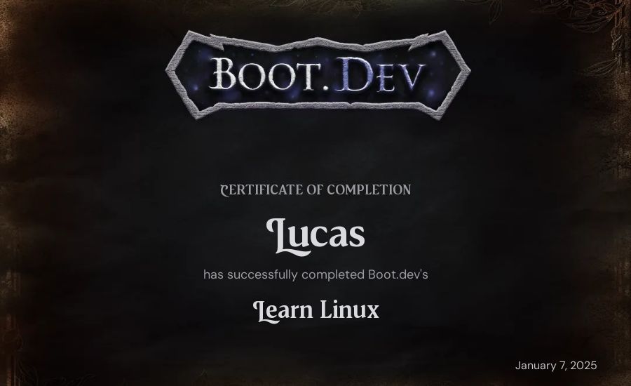 Lucas Dias's Boot.dev Learn Linux certificate