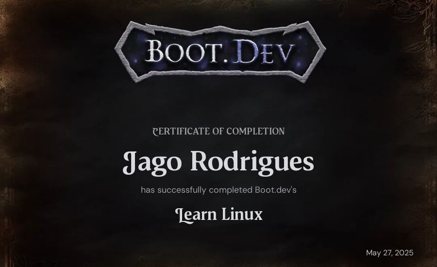 Iago Rodrigues's Boot.dev Learn Linux certificate