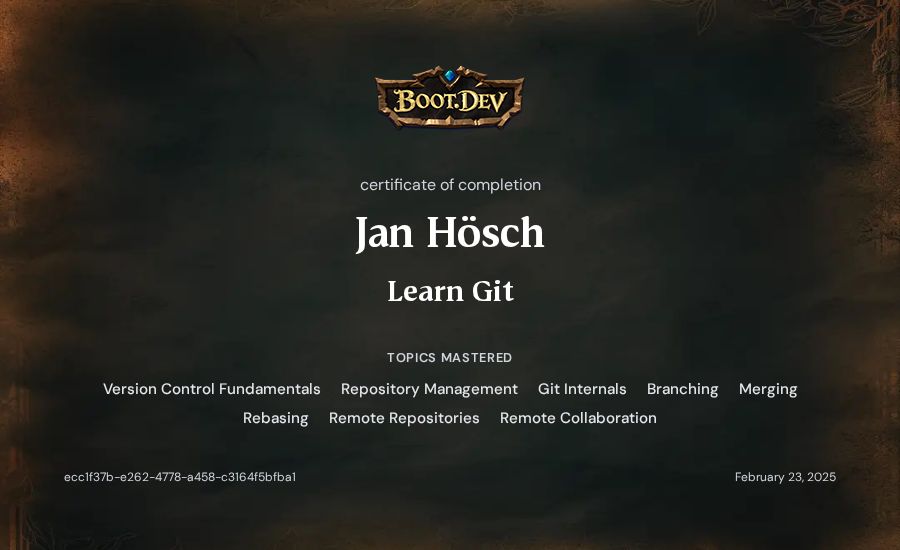 Jan Hösch's Boot.dev Learn Git certificate