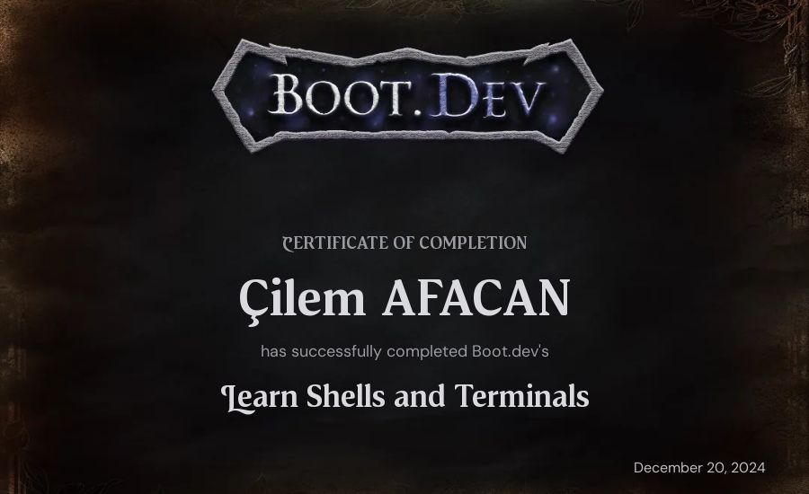 Çilem AFACAN's Boot.dev Learn Linux certificate