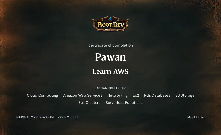 Pawan's Boot.dev Learn AWS certificate