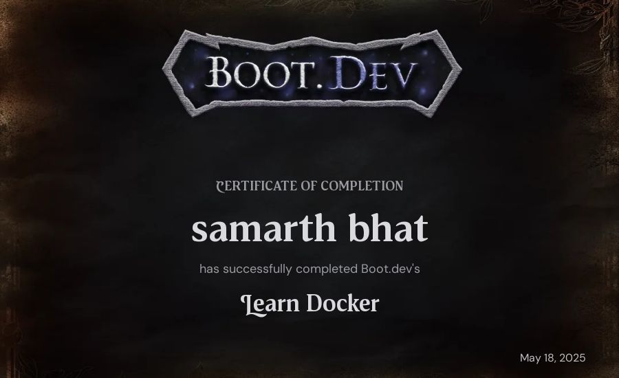Trolley's Boot.dev Learn Docker certificate