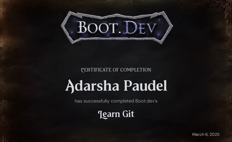 Neeti Neupane's Boot.dev Learn Git certificate