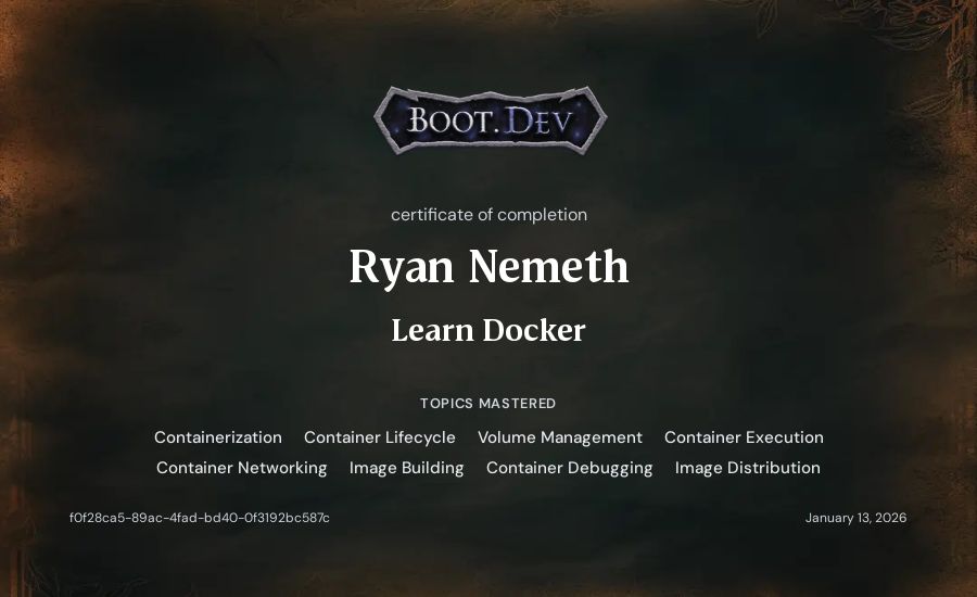Ryan Nemeth's Boot.dev Learn Docker certificate