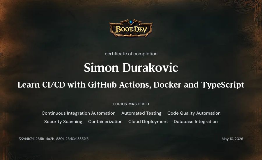 Simon's Boot.dev Learn CI/CD with GitHub Actions, Docker and TypeScript certificate