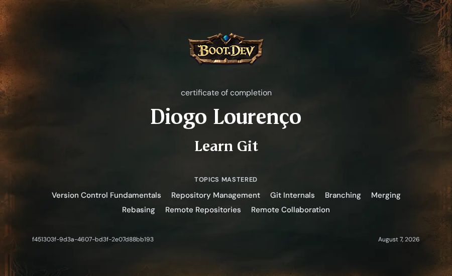 Diogo Lourenço's Boot.dev Learn Git certificate