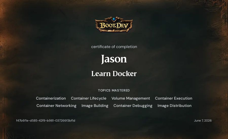 Jason's Boot.dev Learn Docker certificate