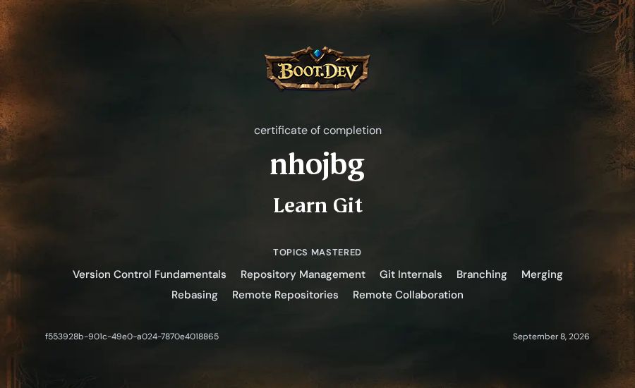 nhojbg's Boot.dev Learn Git certificate