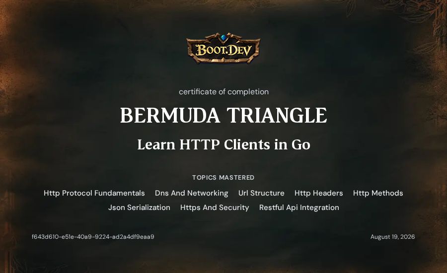 Artur Nurullin's Boot.dev Learn HTTP Clients in Go certificate