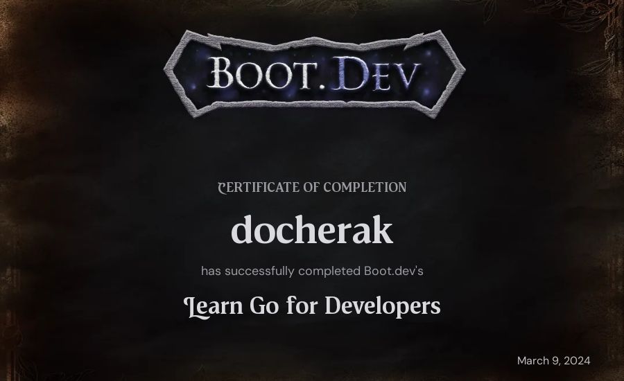 docherak's Boot.dev Learn Go certificate