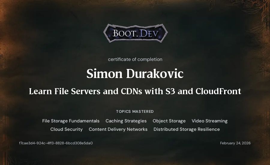 Simon's Boot.dev Learn File Servers and CDNs with S3 and CloudFront certificate