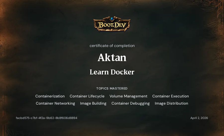 Aktan's Boot.dev Learn Docker certificate
