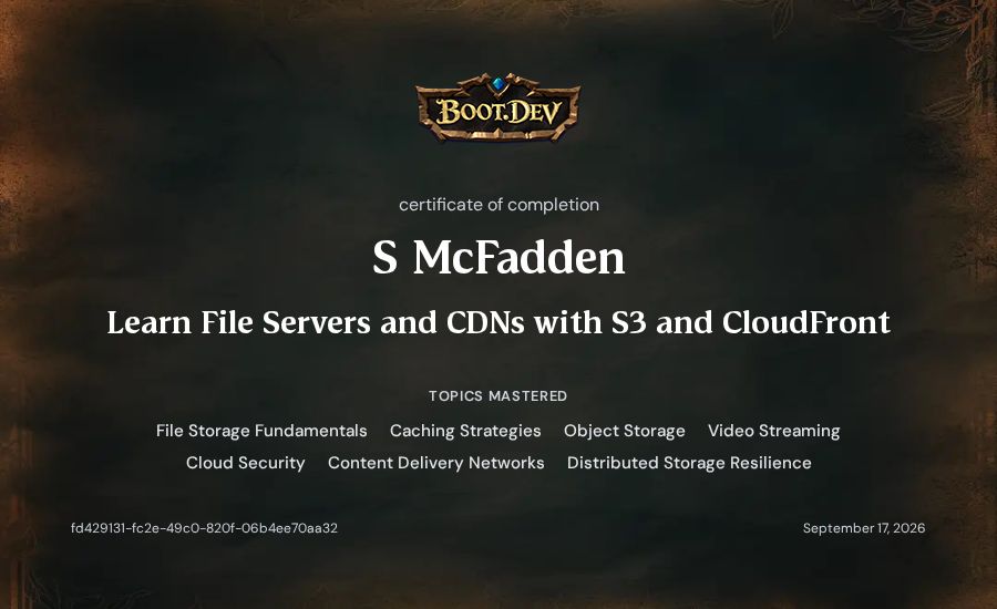 S McFadden's Boot.dev Learn File Servers and CDNs with S3 and CloudFront certificate